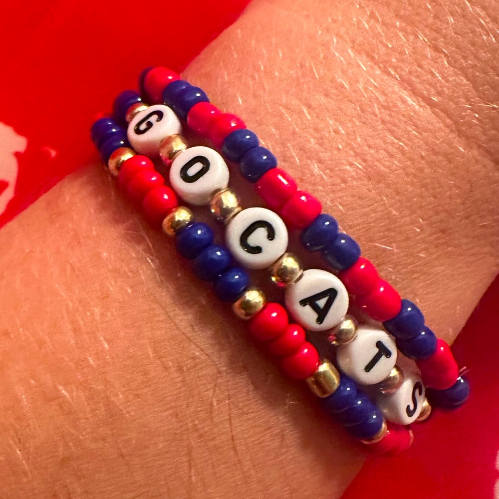 Custom Florida Panthers / Maple Leafs bracelet (NHL/NFL/NBA/school colors)